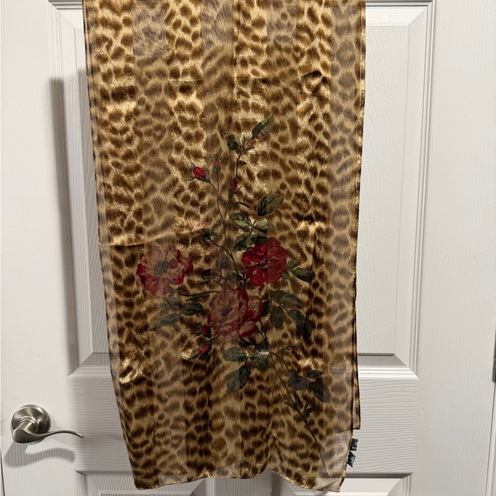Ralph Lauren cheetah print and red floral Silk Scarf